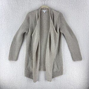 Pure J. Jill Beige Knit Open Cardigan Sweater Womens Long Sleeve Pockets Size SP